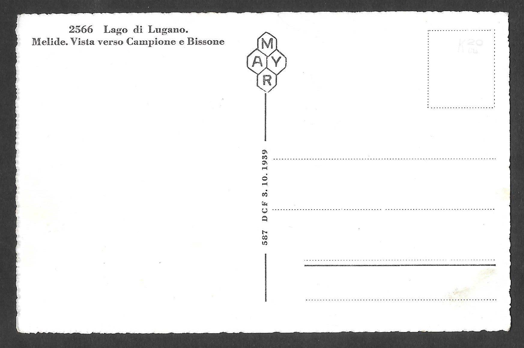 Cartoline postali: Melide Vista verso Campione e Bissone – Usato da Olten venduto da clotaldi 1