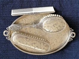 Antikes Bürstenset versilbert