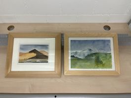 Original Landschaft Aquarell im Holzrahmen, Top Zustand!