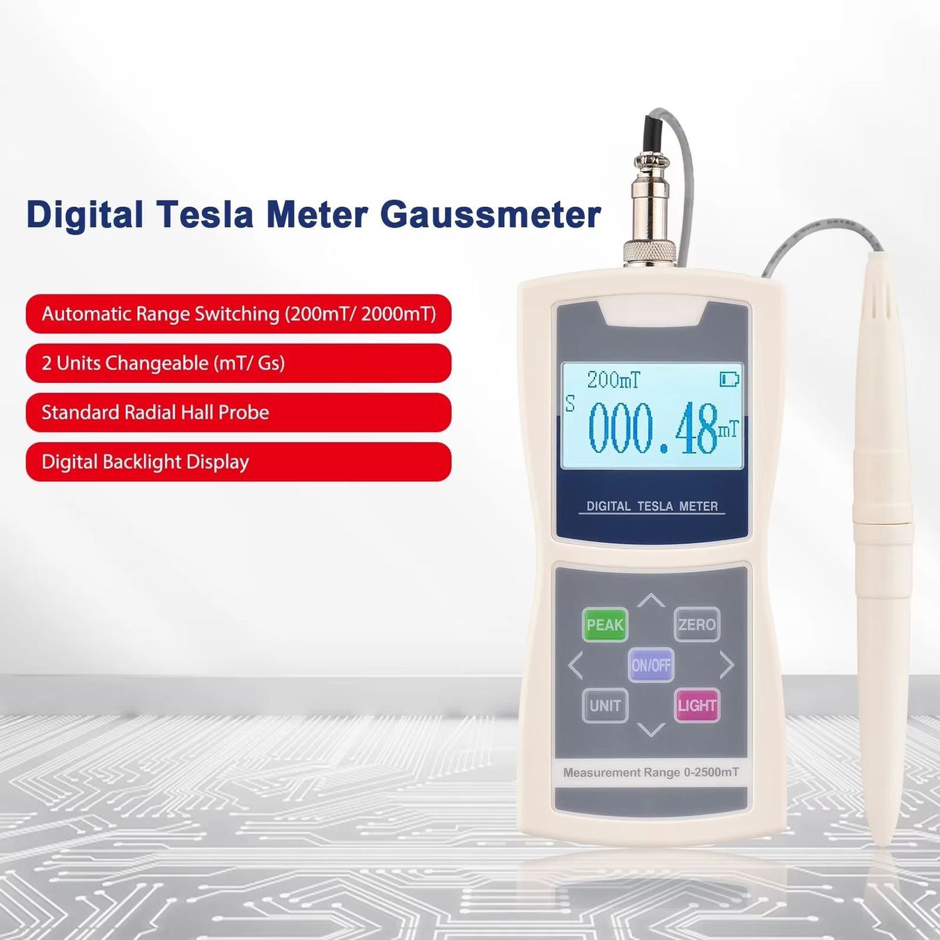 Misurare: Digital Tesla Gauss Magnetfeld Meter mit Hall Sensor – Nuovo (secondo la descrizione) da Zürich venduto da youelec 3