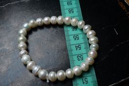 Süßwasser Perlen   gerillt weiss  8mm Armband Topstone