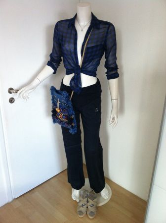 🤩MANGO LEINEN HOSE DUNKELBLAU MIT BAND & CHANEL P.