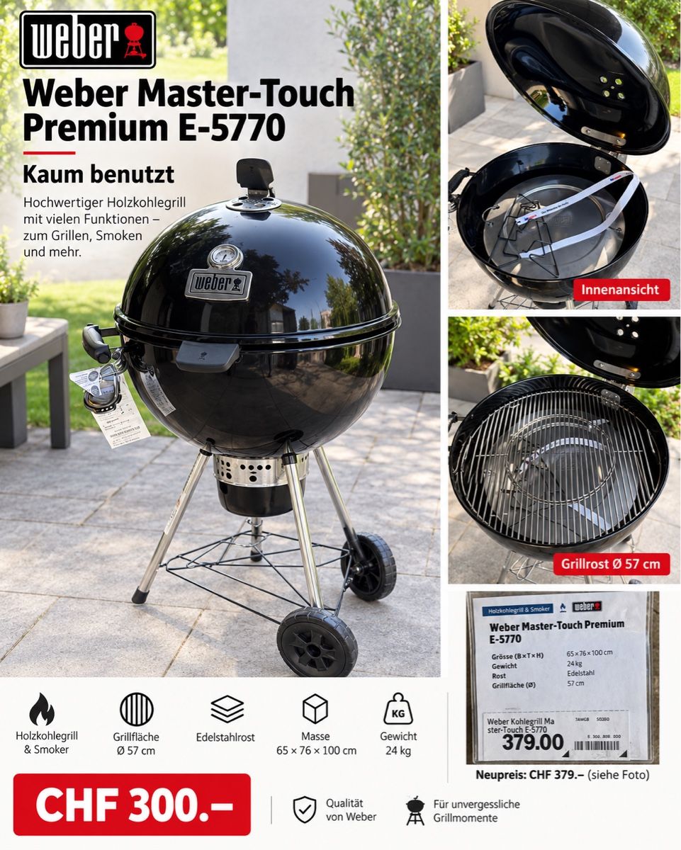 Weber Grills: Weber Master-Touch Premium E-5770 – kaum benutzt  – Neu und originalverpackt aus Effretikon von DeaBe