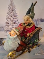 ÄLTERES ANTIKES SANTA CLAUS METALLSCHLITTELI MIT KOBOLD ALT