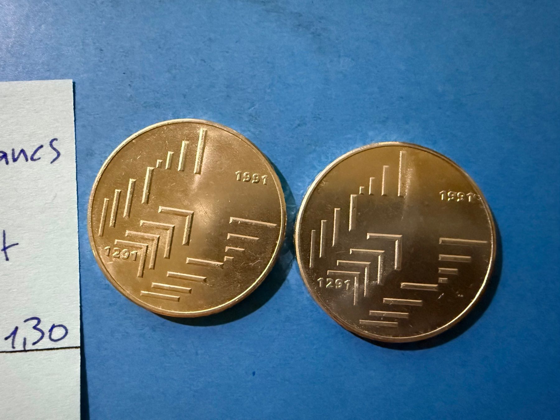 Tutti le monete: 2 X 20 FRANCS 1991- ARGENT – Usato da genève venduto da GEnumist 2