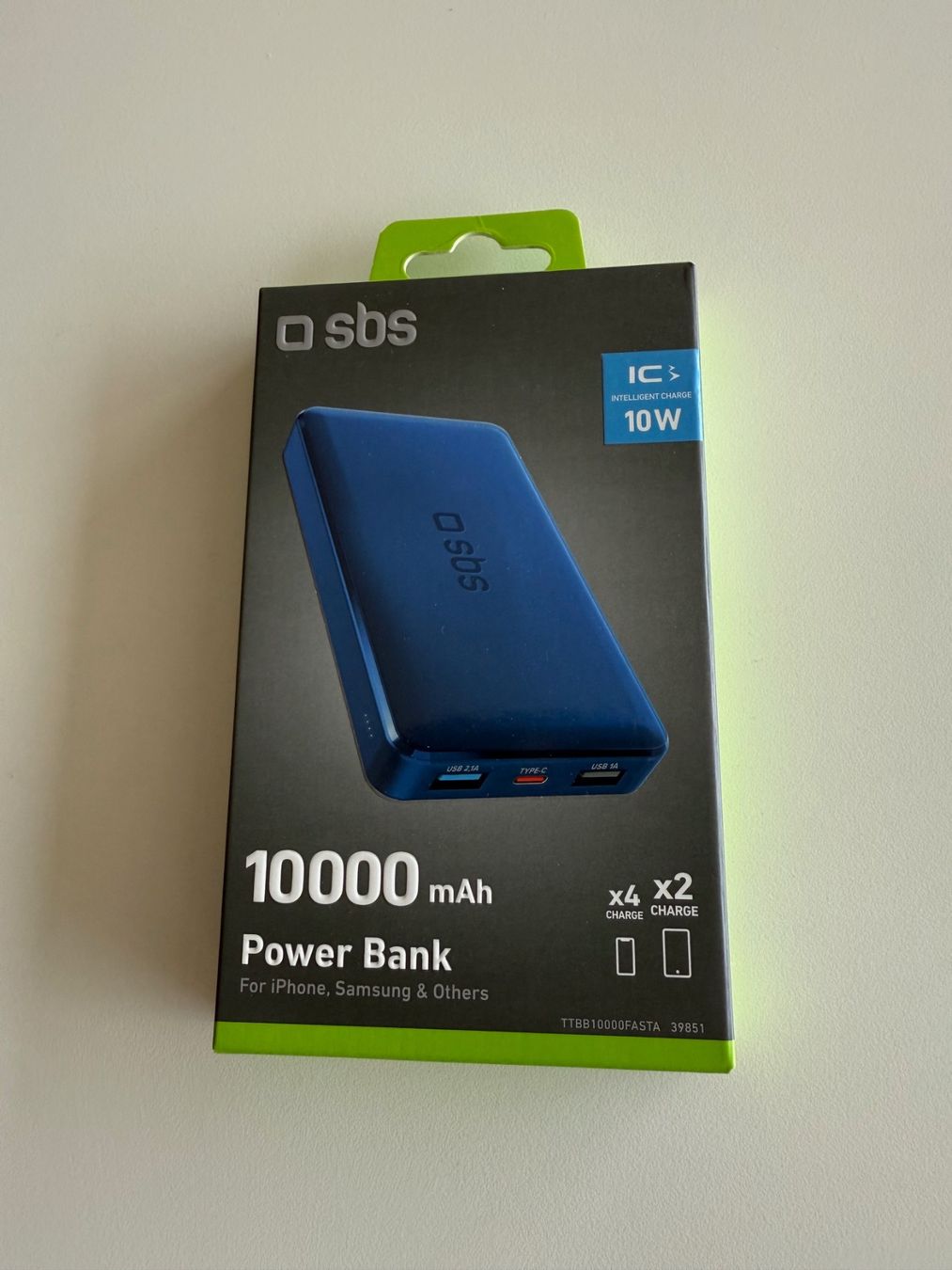 Caricabatterie: SBS Power Bank 10000 mAh, blue – Nuovo e nell'imballaggio originale da St-Gingolph venduto da GoldenKeys
