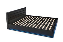 Lederbett LED 180 x 200 cm schwarz