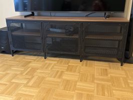TV-Sideboard Metall Holz braun schwarz