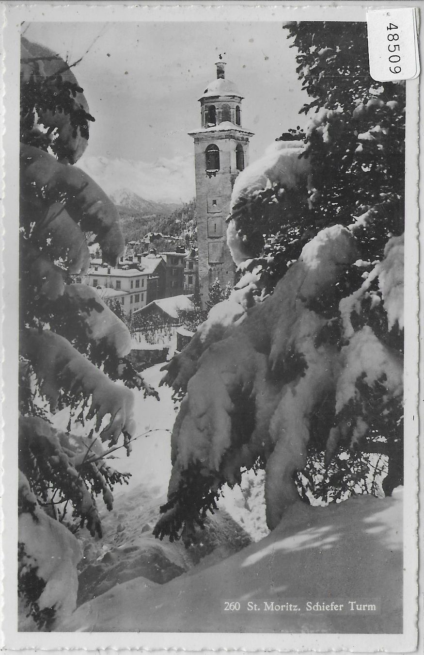Ansichtskarten: St. Moritz - Schiefer Turm im Winter – Gebraucht aus Ettingen von Kartenplanet