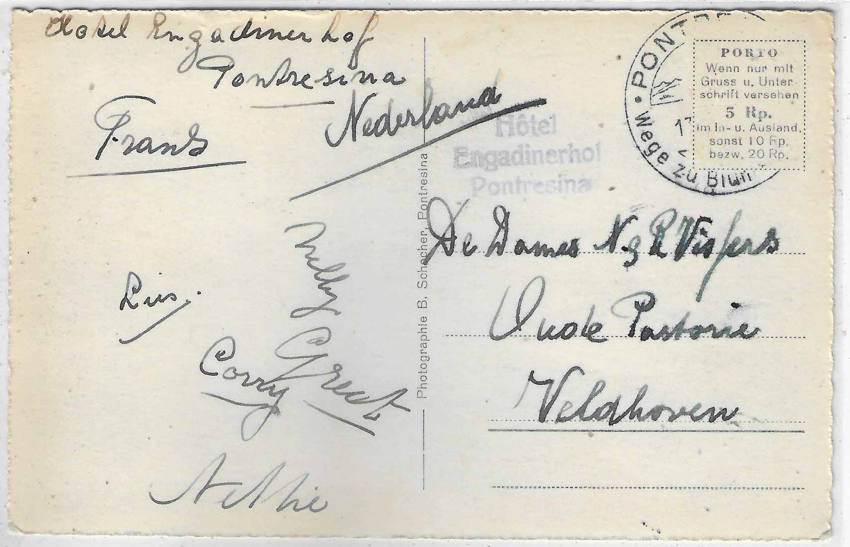 Cartes postales: Pontresina - Dorfgasse im Winter – D'occasion à Ettingen par Kartenplanet 1