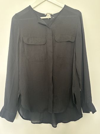 Schwarze Elegante Seidenbluse Gr. 34 Top Zustand