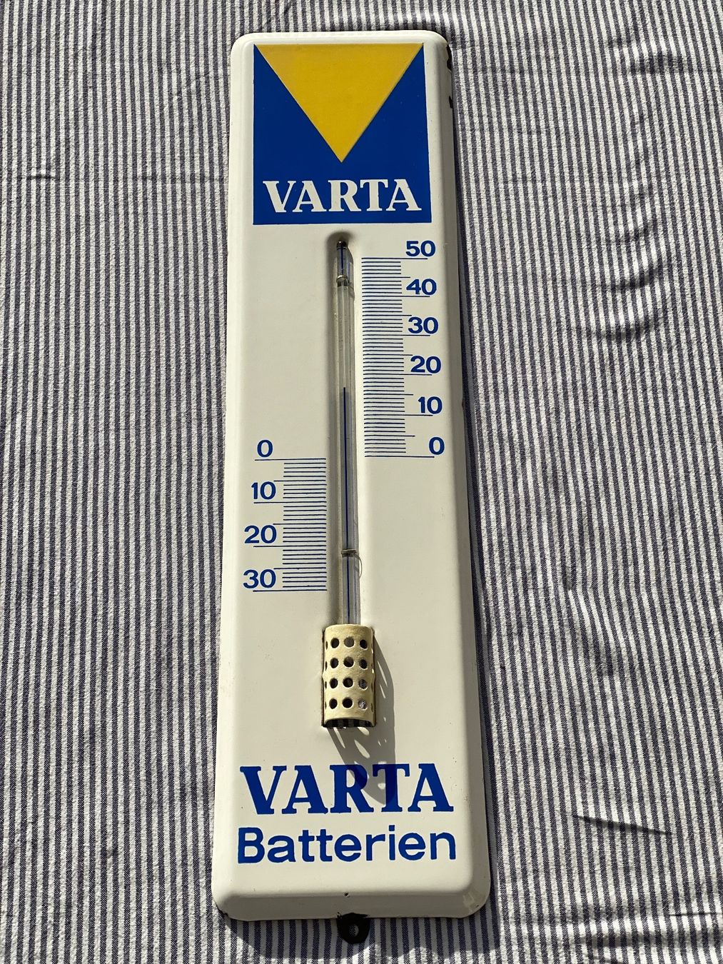 Insegne: Varta Thermometer original Emailschild – Usato da Bülach venduto da classicrider