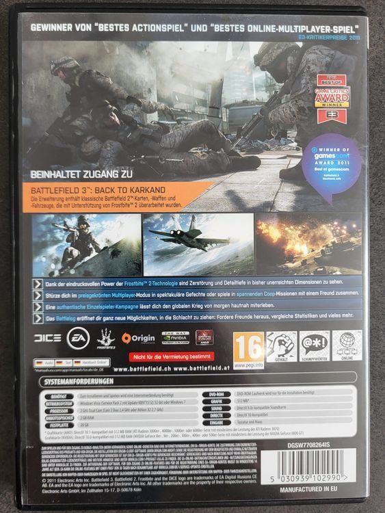Giochi: Battlefield 3 - PC DVD-ROM – Usato da Eggersriet venduto da stamp303 1