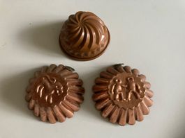 3 Kupfer-Backformen (Löwe & Zwilling & kleine Gugelhup- Form