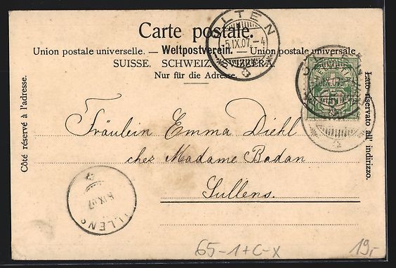 Cartoline postali: AK Olten, Partie am Bahnhof, 1907 – Usato da Berlin venduto da bartko-reher 1