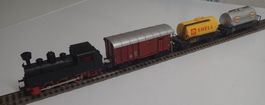 Märklin H0 - Schwarze Dampflok - Art. 3090 + seinem Güterzug