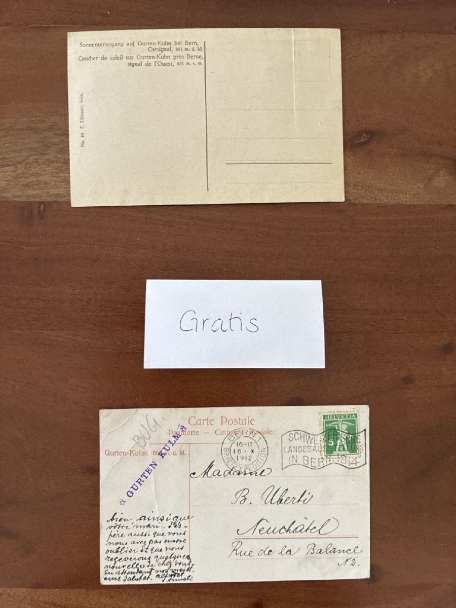 Cartoline postali: 3 Ansichtskarten Schweiz vom Gurten BE – Usato da Oftringen venduto da Cla.vD.74 3