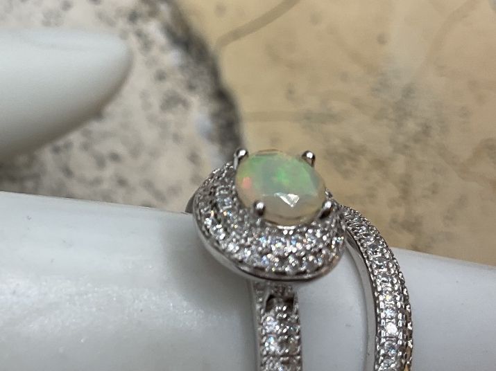 Anelli: Silberring 2teilig mit Opal und Zirkonia, Gr.55.5 – Nuovo (secondo la descrizione) da Luzern venduto da S.Kern01 1