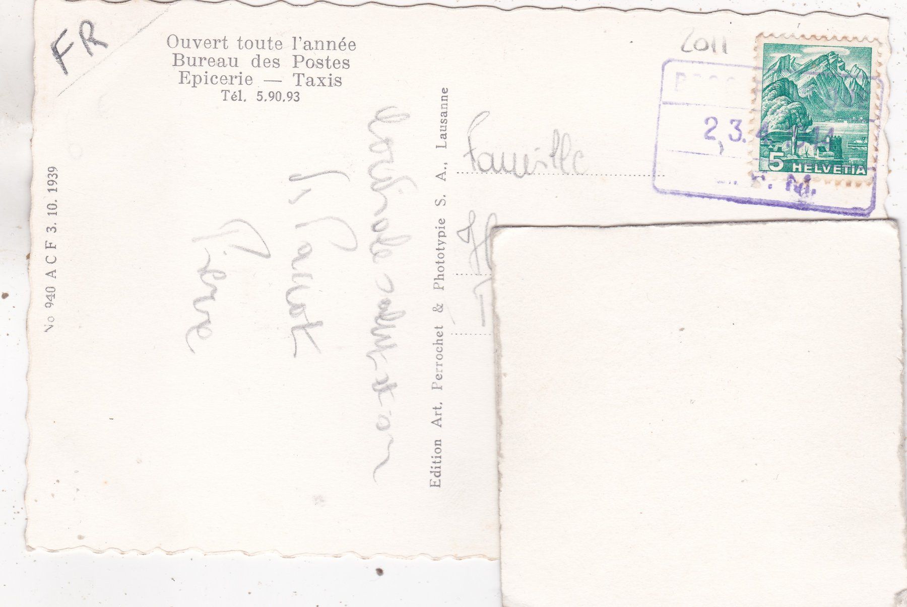 Cartoline postali: Les Paccots s Châtel St. Denis  Refuge Dent de Lys 1944 – Usato da Herisau venduto da Lisegrat2008 1