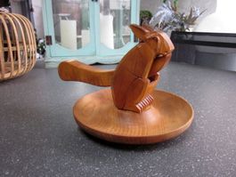 Vintage Eichhörnchen Nussknacker mit Schale aus Holz