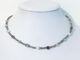 Labradorite, Citrine & Fluorite Necklace - Silver