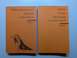 Reclam: Macbeth Shakespeare (En/De) + L'Avare Molière (Fr/De