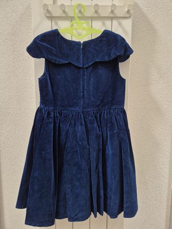 Girls Jacardi Paris Blue Velvet Dress, 140cm  Excellent!