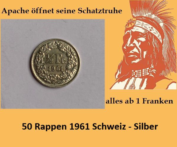 Tutti le monete: 50 Rappen 1961 - Silber - Schweiz – Usato da Zürich venduto da Apache4