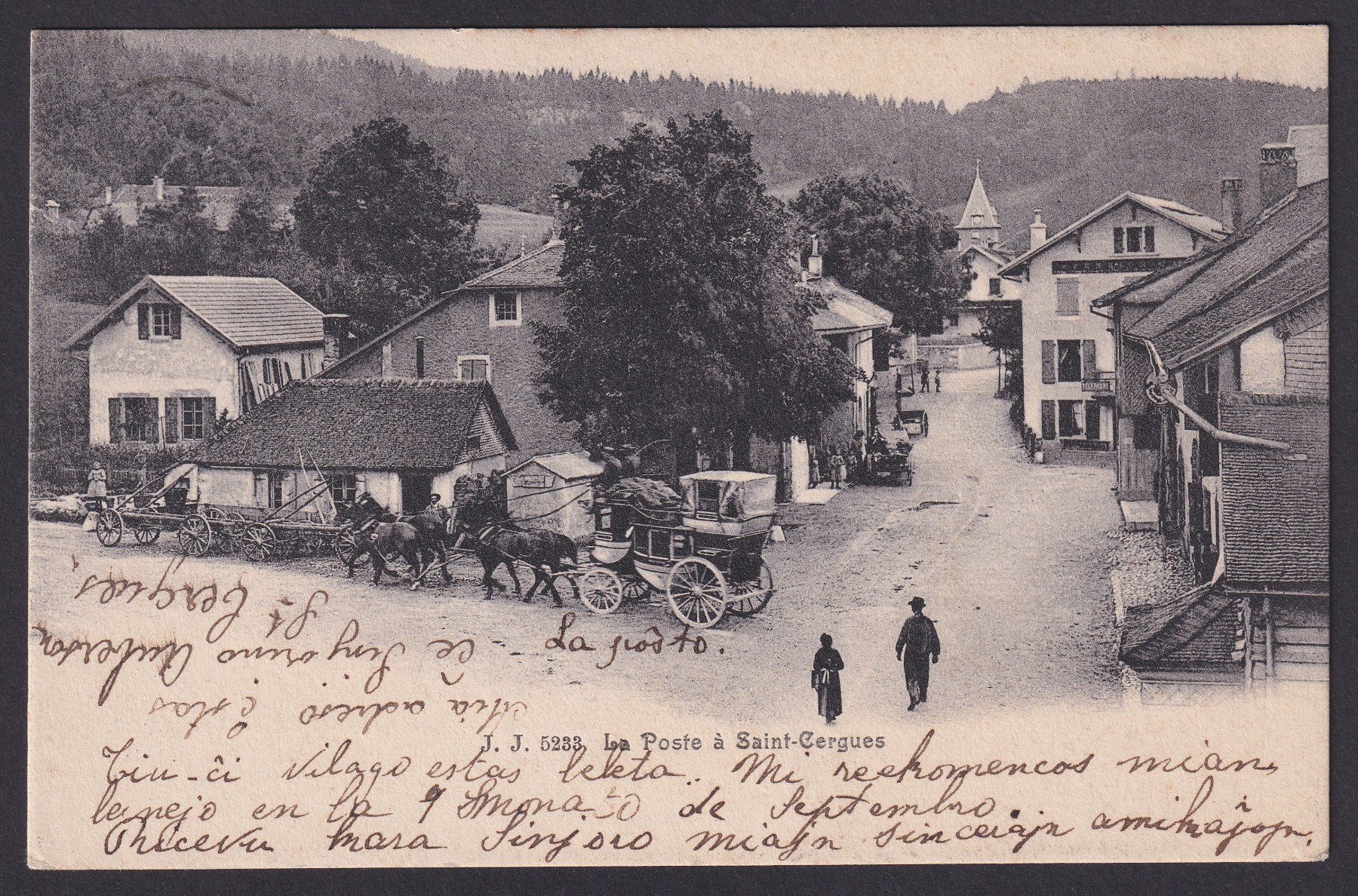 Cartoline postali: La Poste à Saint-Cergues pres Nyon VD, Postkutsche – Usato da Ebikon venduto da SilvioFreund