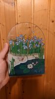 Décoration printanière en verre-Motif étang et fleurs 🌷