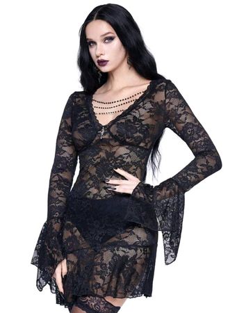 Schwarzes Gothic Spitzenkleid Gr. M *neu*