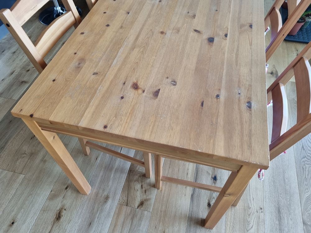 Ikea Massivholz Tisch + 4 Stühle incl Sitzpolster Jokkmokk Kaufen