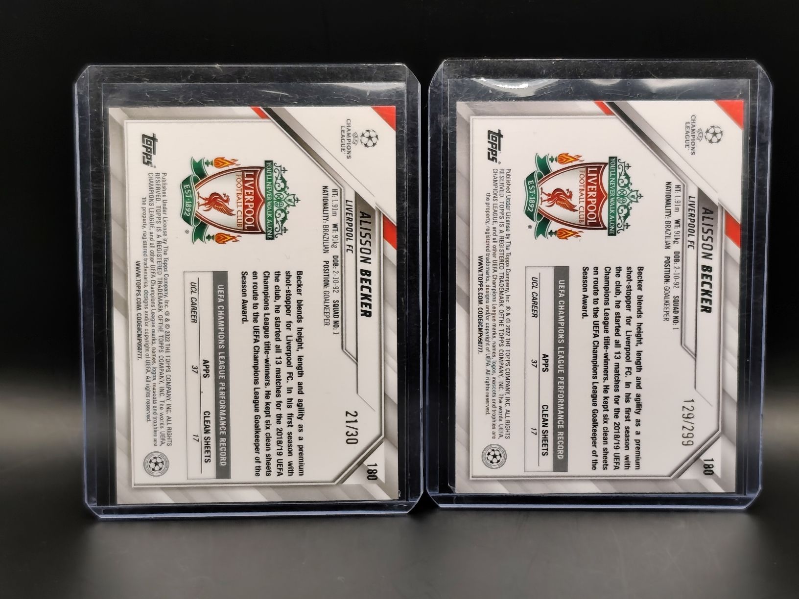 Topps Carte collezionabili: Alisson Becker - Topps Chrome 1st Edition /30 & /299 LFC – Usato da Ostermundigen venduto da DaCards 1