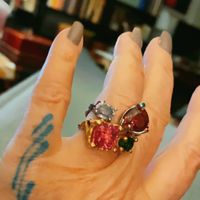 STACKABLE!! 18k W Gold Red Zircon & Grey Spinel Ring