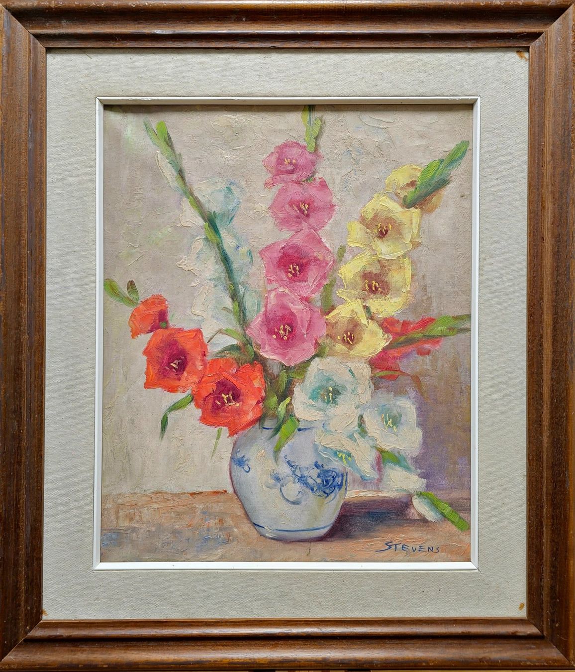 Gemälde: Blumenpracht: Ölgemälde von Stevens 1950 – Gebraucht aus Bern von Djenestra