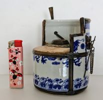 Opium-Wasserpfeife aus Porzellan, China 19. Jh.