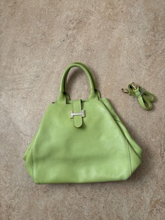 Borsa in pelle verde lime — elegante, estiva, usata pochissi