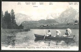 Wildhaus Vorderer Schwendi-See, Damen im Ruderboot gel. 1914