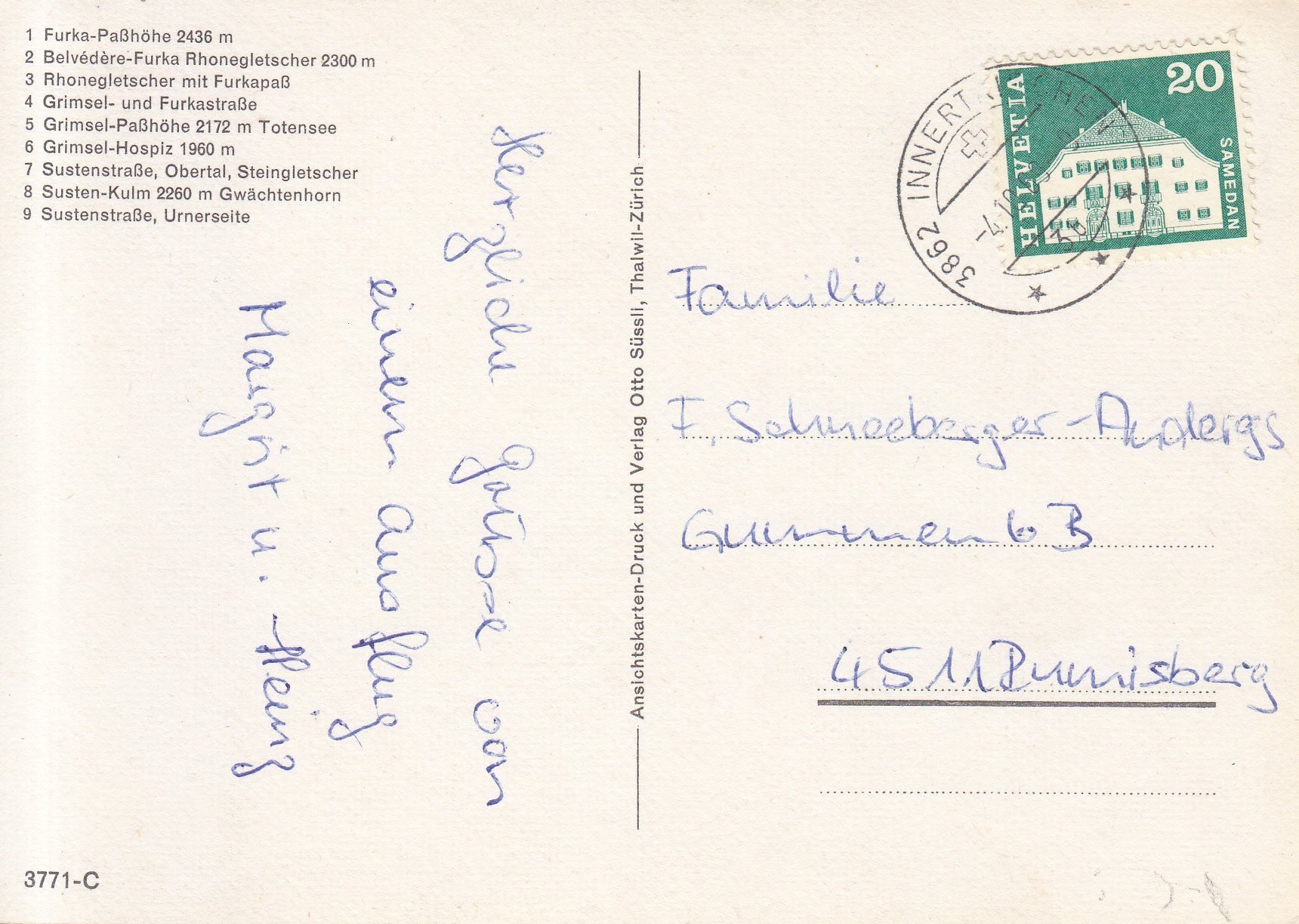 Cartoline postali: Furka-Grimsel-Susten 1969 – Usato da Bürglen TG venduto da StampGraf 1
