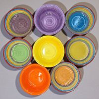 Lot de 8 assiettes multicolores en céramique Villa d'Este