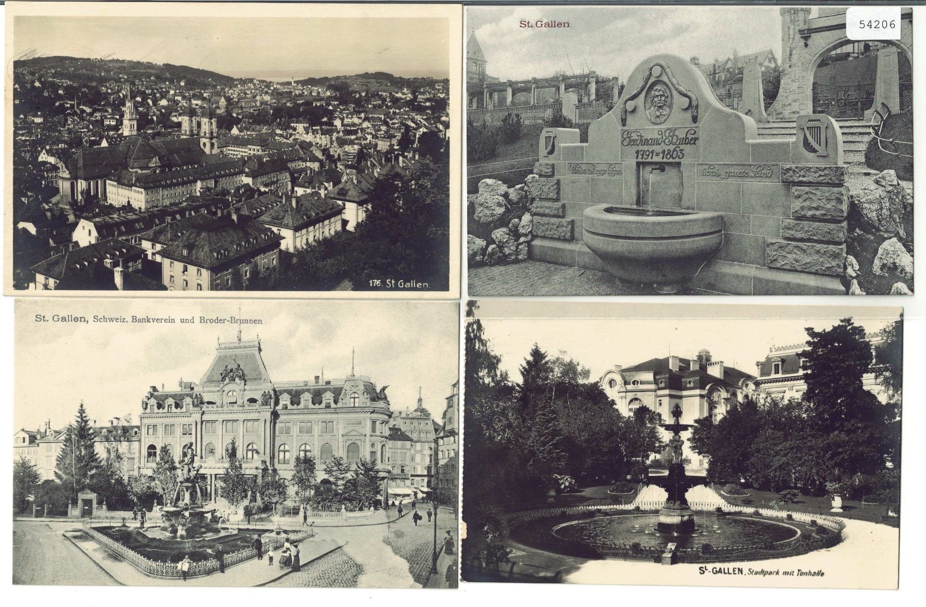 Cartoline postali: 4 AK - St. Gallen – Usato da Ettingen venduto da Kartenplanet