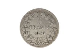 5 Francs Münze 1845 Louis Philippe 900 Silber *S4679