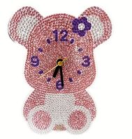 Diamond Painting Uhr Bär rosa-8-V-Uhr-1124
