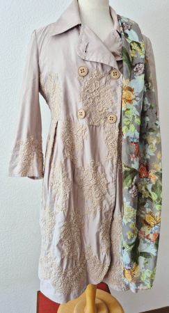 SETE DI JAIPUR BEIGE STICKEREI MANTEL JACKE 38 M ITALY TOP