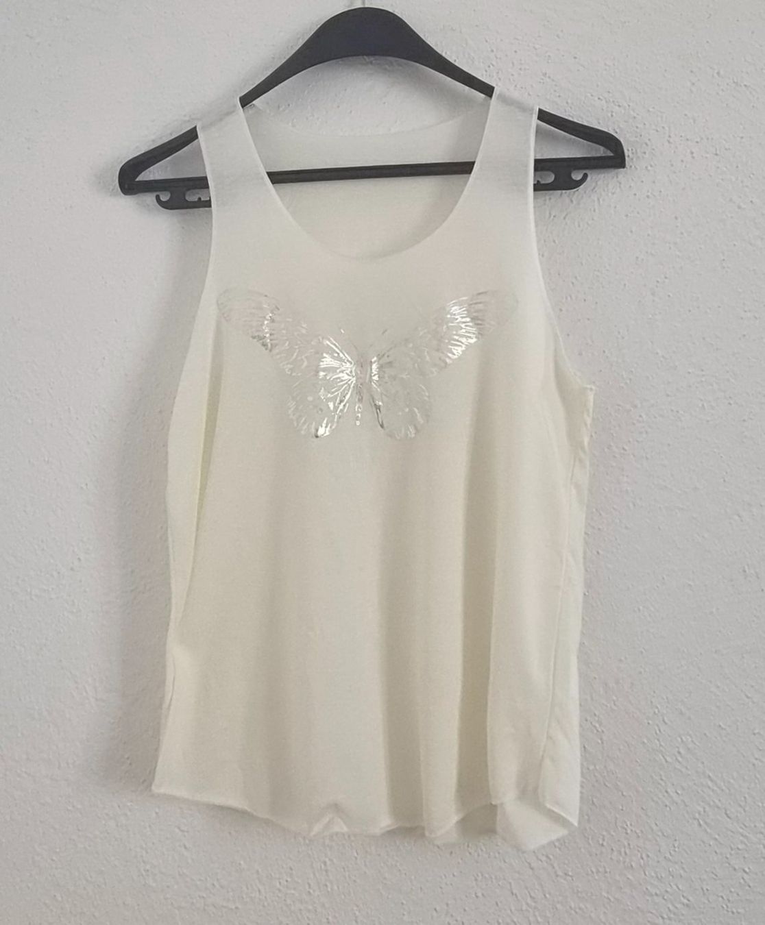 Tops: Boho Tanktop M Sommertop Silberprint Schmetterling – Neu (gemäss Beschreibung) aus Affoltern am Albis von thingsANDthings