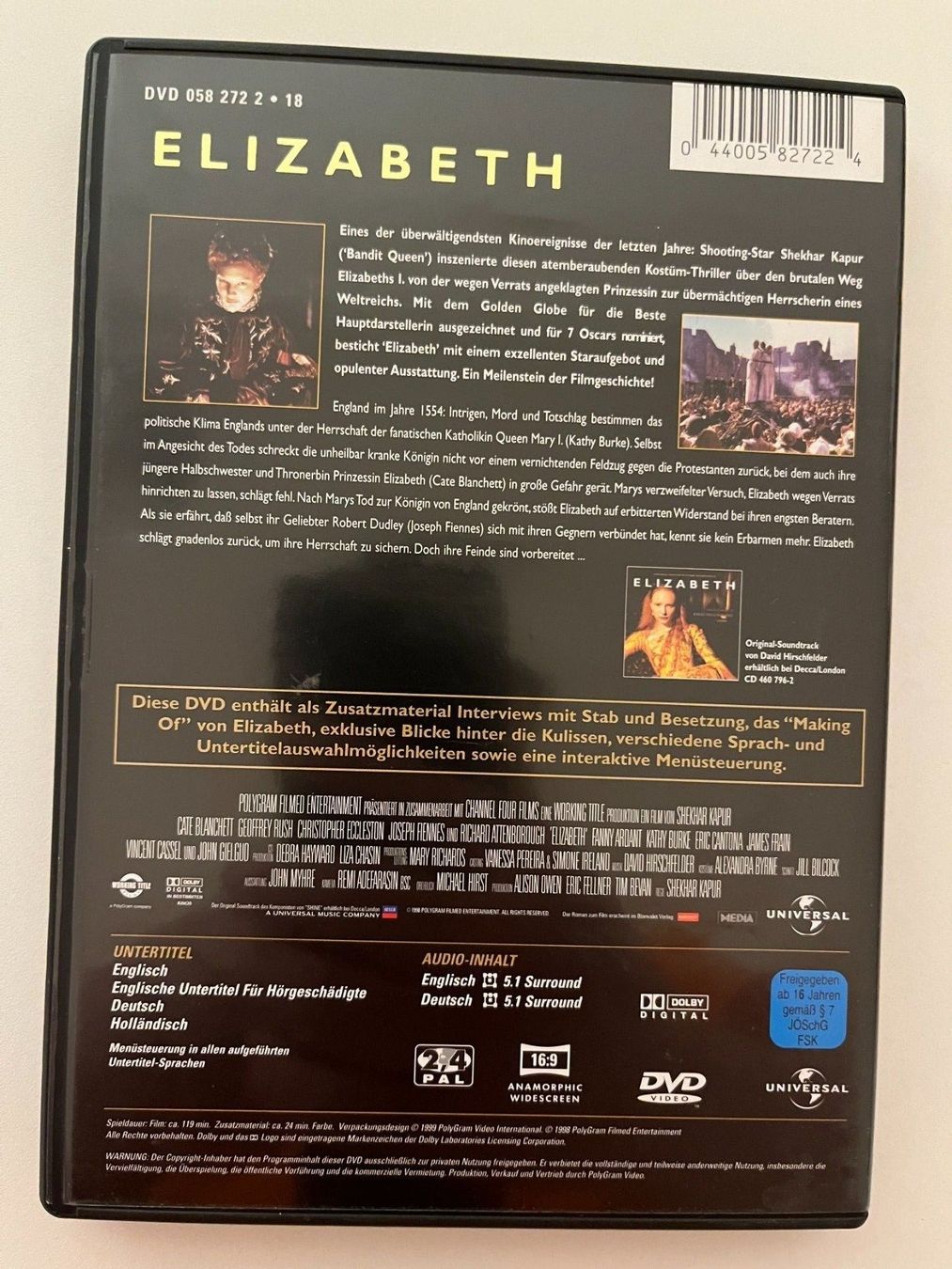 Tutti i DVDs: "Elizabeth" mit Cate Blanchett – Usato da St.Gallen venduto da TheArchivist 1