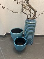 Set aus drei Keramikgefässen blau glasiert guter Zustand