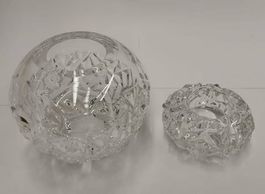 Orrefors Carat Kristall Set: Vase + Teelichthalter