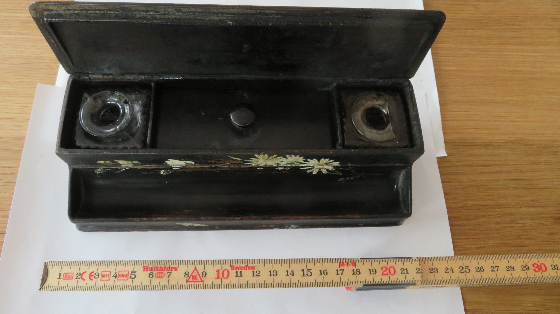 Sonstige Antiquitäten & Kunst: Schreibschatulle antik Blumendekor 2 Tintenfässchen – Gebraucht aus Wetzikon ZH von morda1954 2