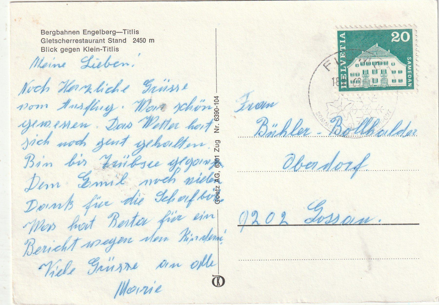 Cartoline postali: Berghaus Engelberg-Titlis – Usato da Lumbrein venduto da made02 1